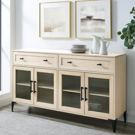 Light Wood Fluted Glass Doors Sideboard-Kirkland's Home Sale