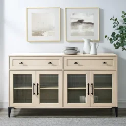 Light Wood Fluted Glass Doors Sideboard-Kirkland's Home Sale