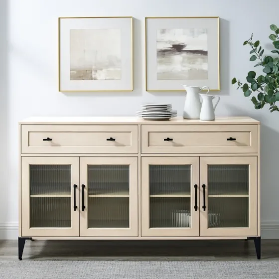 Light Wood Fluted Glass Doors Sideboard-Kirkland's Home Sale