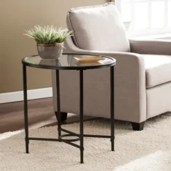 Lila Glass And Metal Oval Accent Table-Kirkland's Home Discount