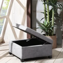 Lila Tufted Charcoal Storage Ottoman-Kirkland's Home Cheap