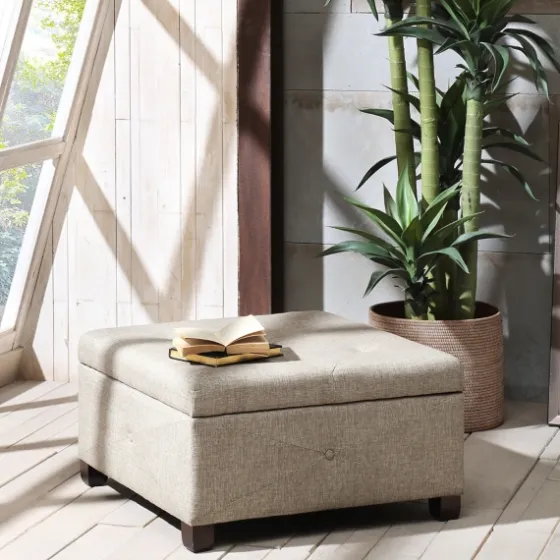 Lila Tufted Sand Storage Ottoman-Kirkland's Home Shop