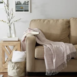 Lilac And White Waffle Knit Fringe Throw-Kirkland's Home Cheap