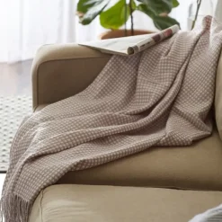 Lilac And White Waffle Knit Fringe Throw-Kirkland's Home Cheap