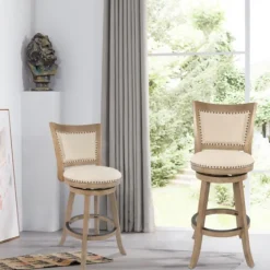 Linen And Driftwood Nailhead Swivel Counter Stool-Kirkland's Home Store