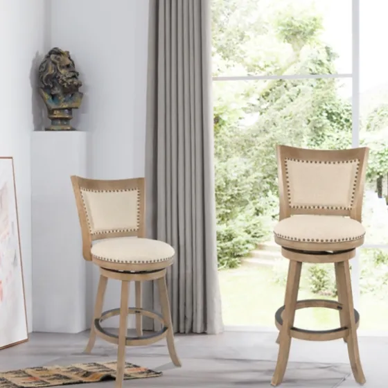 Linen And Driftwood Nailhead Swivel Counter Stool-Kirkland's Home Store