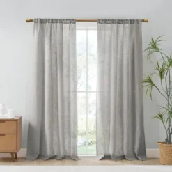 Linen Blend Curtain Panel Set, 84 In-Kirkland's Home Fashion