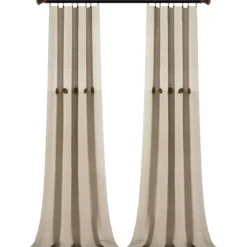 Linen Button And Stripe Curtain Panel Set, 95 In.-Kirkland's Home Clearance