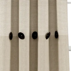 Linen Button And Stripe Curtain Panel Set, 84 In.-Kirkland's Home New