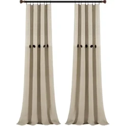 Linen Button And Stripe Curtain Panel Set, 84 In.-Kirkland's Home New