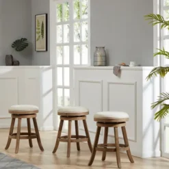Linen Driftwood Finish Swivel Counter Stool-Kirkland's Home Best