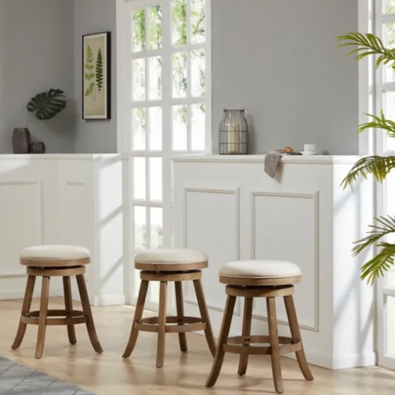 Linen Driftwood Finish Swivel Counter Stool-Kirkland's Home Best
