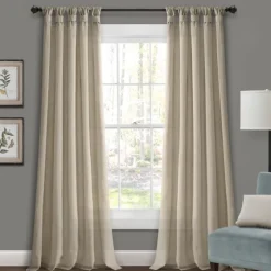 Linen Top Knotted Burlap Curtain Panel Set, 95 In.-Kirkland's Home Fashion