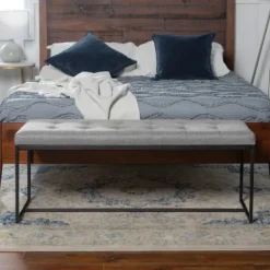 Linen Tufted Bench With Metal Base-Kirkland's Home Sale