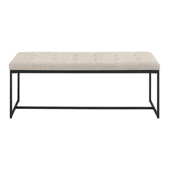 Linen Tufted Bench With Metal Base-Kirkland's Home Fashion