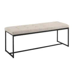 Linen Tufted Bench With Metal Base-Kirkland's Home Fashion
