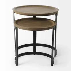 Lipped Mango Wood Nesting Accent Tables, Set Of 2-Kirkland's Home Flash Sale