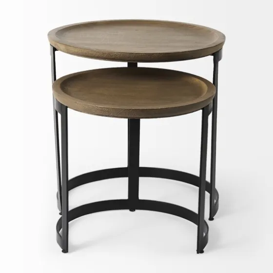 Lipped Mango Wood Nesting Accent Tables, Set Of 2-Kirkland's Home Flash Sale