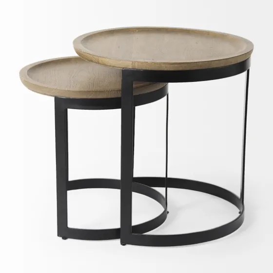Lipped Mango Wood Nesting Accent Tables, Set Of 2-Kirkland's Home Flash Sale