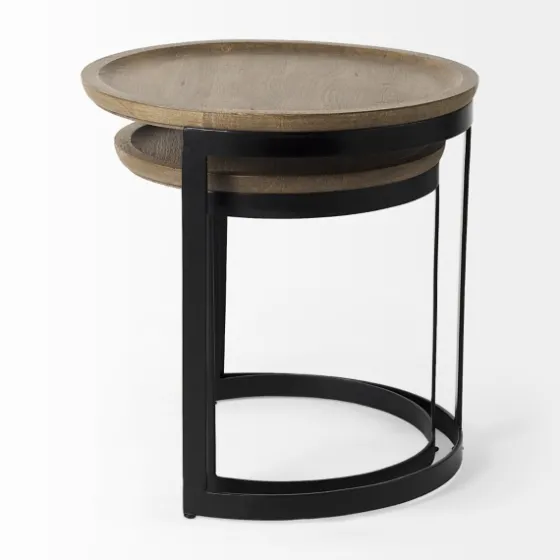 Lipped Mango Wood Nesting Accent Tables, Set Of 2-Kirkland's Home Flash Sale