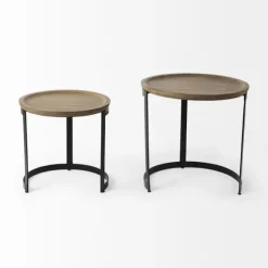 Lipped Mango Wood Nesting Accent Tables, Set Of 2-Kirkland's Home Flash Sale