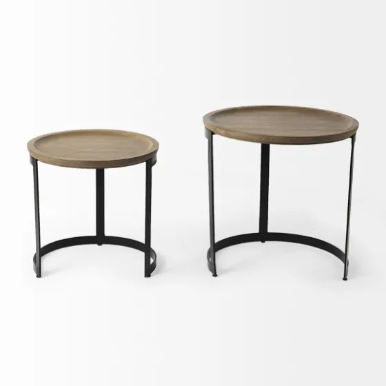 Lipped Mango Wood Nesting Accent Tables, Set Of 2-Kirkland's Home Flash Sale