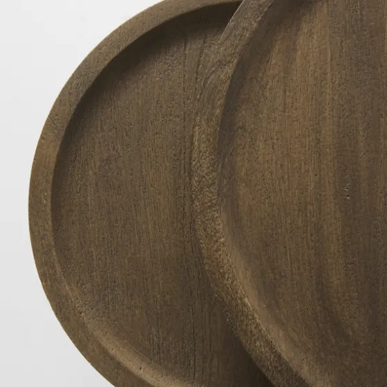 Lipped Mango Wood Nesting Accent Tables, Set Of 2-Kirkland's Home Flash Sale