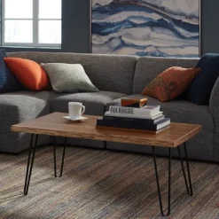 Live Edge Hairpin Legs Coffee Table, 24X42 In.-Kirkland's Home Clearance