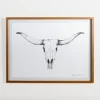 Longhorn Skull On Paper Framed Art Print-Kirkland's Home Sale