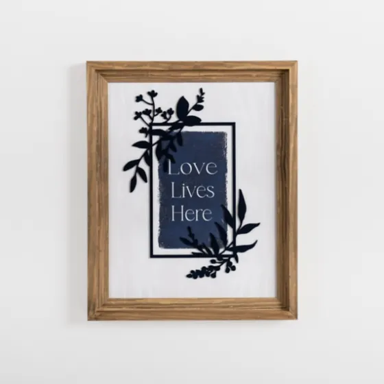 Love Lives Here Blue Greenery Wall Plaque-Kirkland's Home New