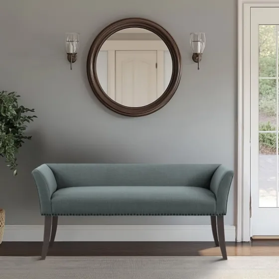 Low Back Flared Nailhead Trim Bench-Kirkland's Home Cheap