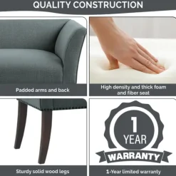 Low Back Flared Nailhead Trim Bench-Kirkland's Home Cheap