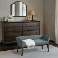 Low Back Flared Nailhead Trim Bench-Kirkland's Home Cheap
