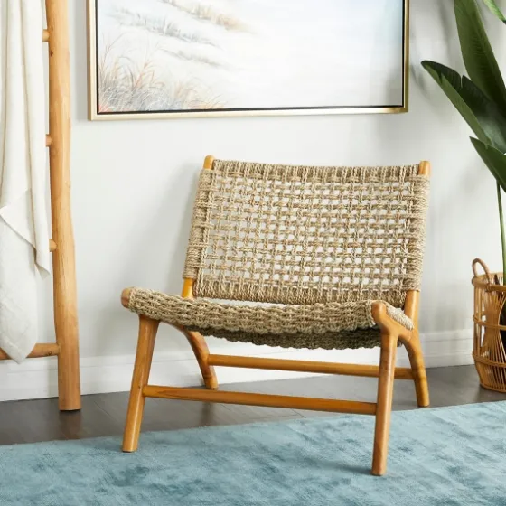 Low Slung Woven Teakwood Accent Chair-Kirkland's Home Best Sale