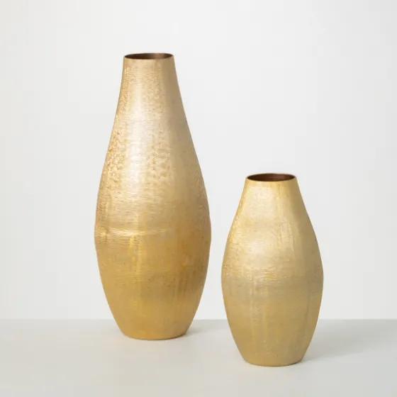 Lustrous Brushed Metal Vases, Set Of 2-Kirkland's Home Outlet
