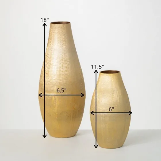Lustrous Brushed Metal Vases, Set Of 2-Kirkland's Home Outlet