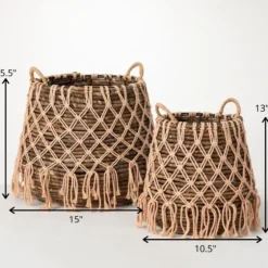 Macrame Overlay Baskets, Set Of 2-Kirkland's Home Discount
