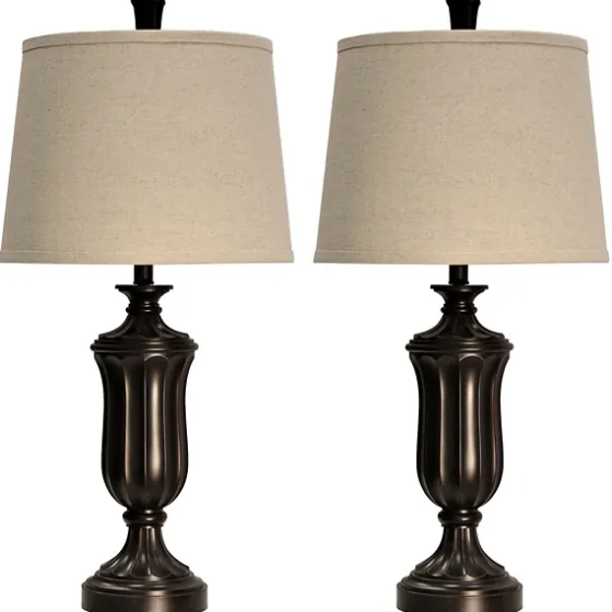 Madison Bronze Table Lamps, Set Of 2-Kirkland's Home Clearance