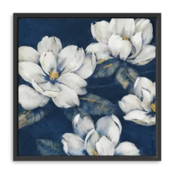Magnolias Indigo Framed Giclee Canvas Art Print-Kirkland's Home Fashion