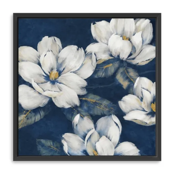 Magnolias Indigo Framed Giclee Canvas Art Print-Kirkland's Home Fashion
