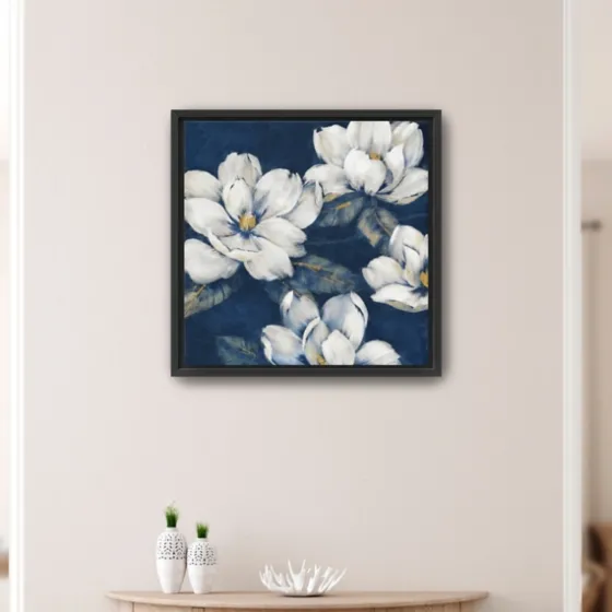 Magnolias Indigo Framed Giclee Canvas Art Print-Kirkland's Home Fashion