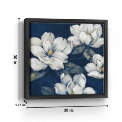 Magnolias Indigo Framed Giclee Canvas Art Print-Kirkland's Home Fashion