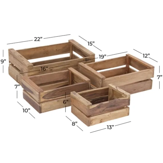 Mahogany Finish 4-Pc. Wooden Crates-Kirkland's Home Best Sale