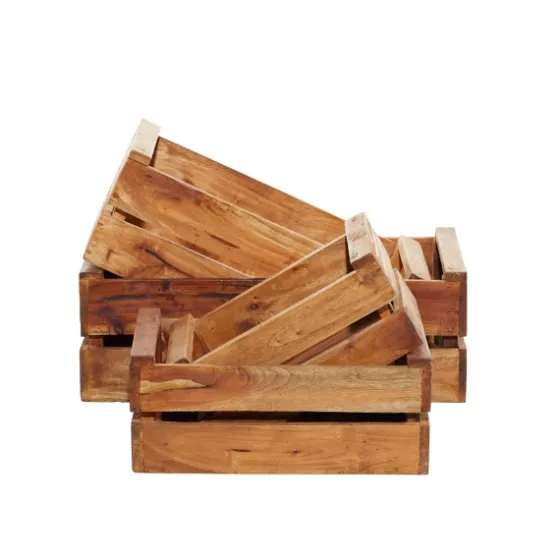 Mahogany Finish 4-Pc. Wooden Crates-Kirkland's Home Best Sale
