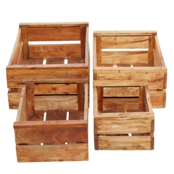 Mahogany Finish 4-Pc. Wooden Crates-Kirkland's Home Best Sale