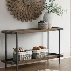 Mahogany Oak Wood Tray Top Console Table-Kirkland's Home Fashion