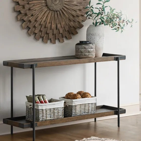 Mahogany Oak Wood Tray Top Console Table-Kirkland's Home Fashion