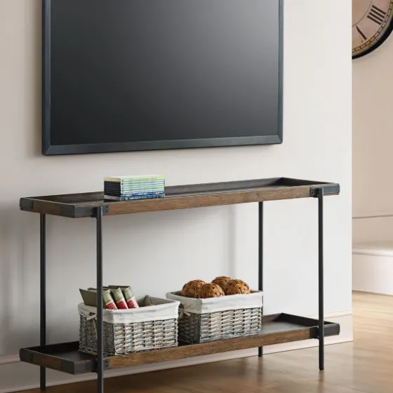 Mahogany Oak Wood Tray Top Console Table-Kirkland's Home Fashion