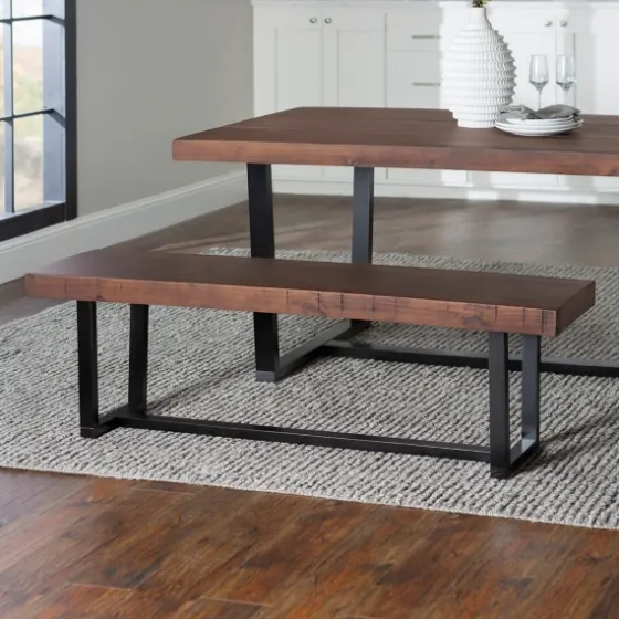Mahogany Solid Pine Two-Tone Dining Bench-Kirkland's Home Clearance