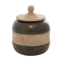 Mahogany Wood And Metal Jar With Lid, 11 In.-Kirkland's Home Best Sale